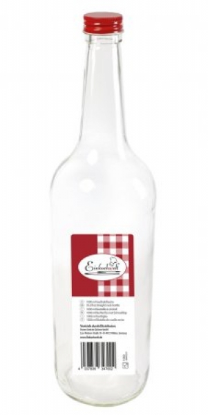 Glasflasche Schraubverschluss rot 1000ml